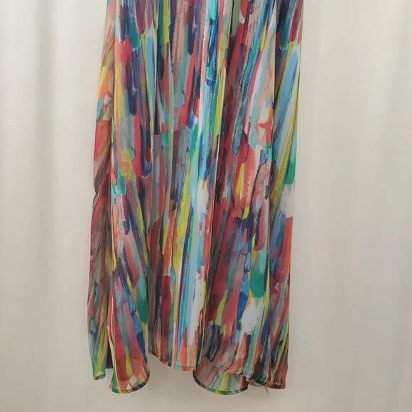 Jack, Size 4, Watercolor adjustable spaghetti strap, elastic waist maxi dress - Picture 3 of 9